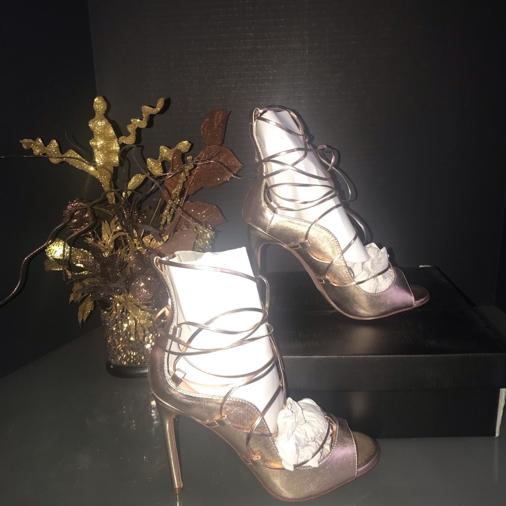 Olivia Fe | Rose gold Lace-up Booties​